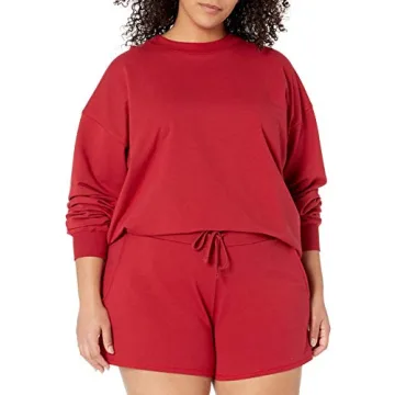 The Drop Women's Margot Loose Long Sleeve Crewneck Drop Shoulder Sweatshirt, Rio Red, L