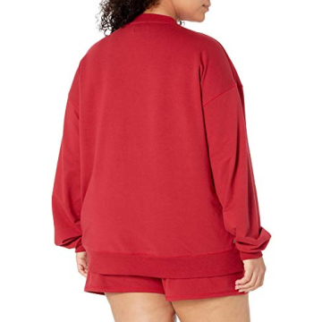 The Drop Women's Margot Loose Long Sleeve Crewneck Drop Shoulder Sweatshirt, Rio Red, L