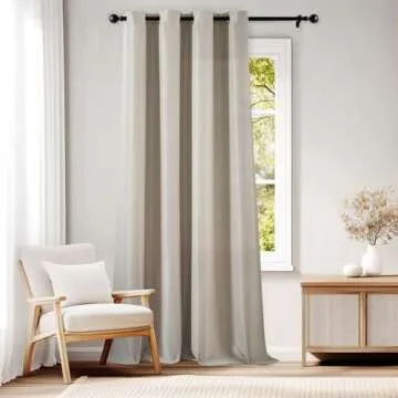 JINCHAN Linen Textured Curtains for Living Room Darkening Bedroom Curtains Thermal Curtains Linen Look Thermal Insulated Curtains Grommet Top Window Drape, W52 x L96, Greyish Beige Curtain 1 Panel