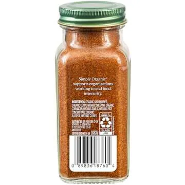 Simply Organic Chili Powder - Rich Flavor Boost | 2.89 oz