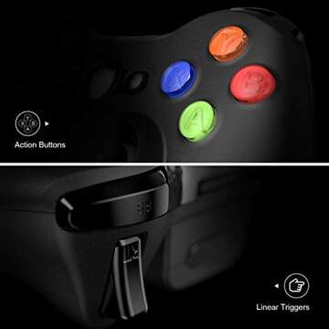 VOYEE Wireless Controllers with Receiver, Compatible with Microsoft Xbox 360/Slim/Windows 11/10/8/7, Upgraded Joystick with Dual Vibration Black