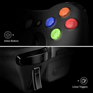 VOYEE Wireless Controllers with Receiver, Compatible with Microsoft Xbox 360/Slim/Windows 11/10/8/7, Upgraded Joystick with Dual Vibration Black