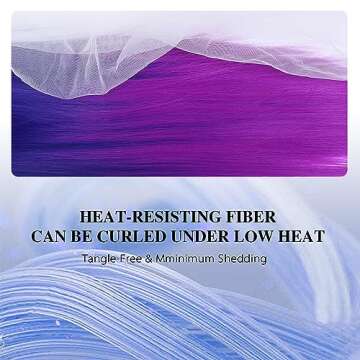 WIGER Long Straight Ombre Wigs Rainbow Mermaid Purple Wigs for Women Black To Blue To Hot Pink No Lace Three-Tone Colored Cosplay Hair 26 Inches Synthetic Girls Party Wig