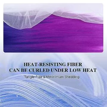 WIGER Long Straight Ombre Wigs Rainbow Mermaid Purple Wigs for Women Black To Blue To Hot Pink No Lace Three-Tone Colored Cosplay Hair 26 Inches Synthetic Girls Party Wig