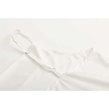 Famulily Women Cowl Neck Silky Cami Tank Top Soft Summer Strappy Camisole Crop Top (Large, White)