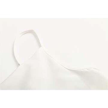 Famulily Women Cowl Neck Silky Cami Tank Top Soft Summer Strappy Camisole Crop Top (Large, White)