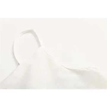 Famulily Women Cowl Neck Silky Cami Tank Top Soft Summer Strappy Camisole Crop Top (Large, White)