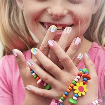 120 Pieces Kids Press on Nails Children Fake Artificial Nails Girls Full Cover Short False Fingernails for Girls Kids Design Decoration(Lovely Pattern)