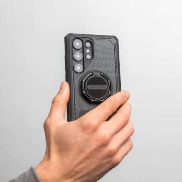 Rokform - Magnetic Sport Ring Grip and Stand, Thin Metal Cell Phone Ring Holder, Specially Designed for Rokform iPhone & Samsung Twist Lock Cases (Black)