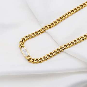 TassadarGlory Chunky Gold Chain Choker Necklaces for Women-Titanium Steel 18K Thick Chain Necklace C...