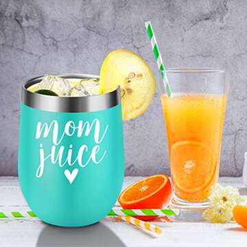 Mothers Day Gifts for Mom, Wife - Mom Juice - Funny Mom Gifts from Daughter, Son - Mom Birthday Gifts Ideas for Mom Friends, New Mom, Pregnant Mom, Mom to be, Her - Coolife Wine Tumbler Mom Cup Mug
