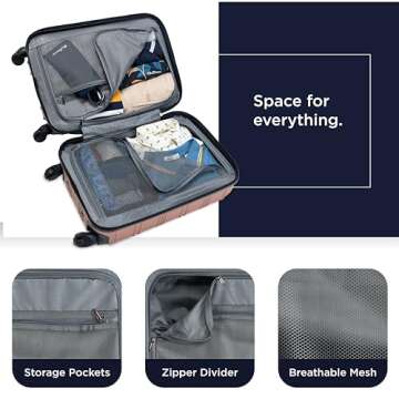 Ben Sherman Nottingham Lightweight Hardside 4-Wheel Spinner Travel Luggage, Rose Gold, 3-Piece Set (20"/24"/28")