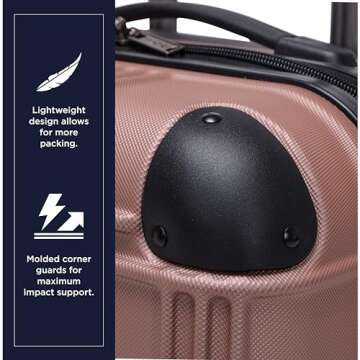Ben Sherman Nottingham Lightweight Hardside 4-Wheel Spinner Travel Luggage, Rose Gold, 3-Piece Set (20"/24"/28")