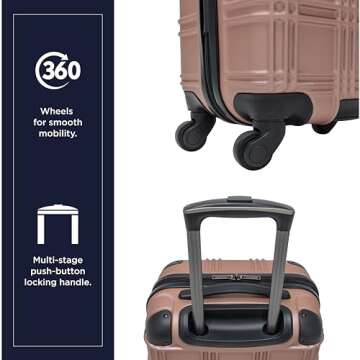 Ben Sherman Nottingham Lightweight Hardside 4-Wheel Spinner Travel Luggage, Rose Gold, 3-Piece Set (20"/24"/28")