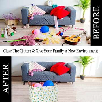 BOOHIT Rectangular Storage Bin,Waterproof Coating Storage Baskets,Collapsible Toy Storage Bins with Handles,Shelf Organizer Bin,Toy Box (Long Pineapple)