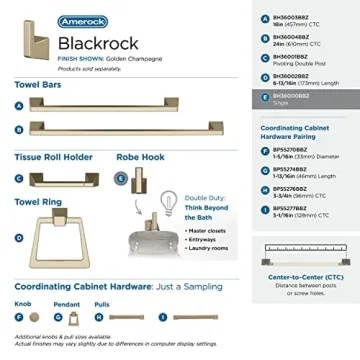 Amerock Golden Champagne Single Robe Hook for Bathroom