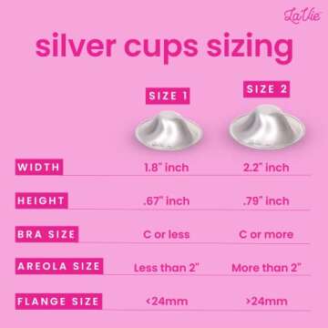 LaVie Silver Nursing Cups, Soothing Protection for Nursing Nipples of Newborns, Calming Relief for Breastfeeding Moms, 925 Silver Nipple Covers All Natural (Size 1)
