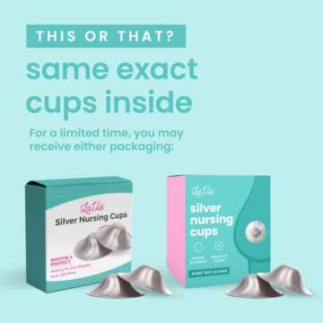 LaVie Silver Nursing Cups, Soothing Protection for Nursing Nipples of Newborns, Calming Relief for Breastfeeding Moms, 925 Silver Nipple Covers All Natural (Size 1)