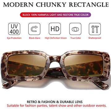 AIEYEZO Thick Chunky Rectangle Sunglasses for Trendy Style