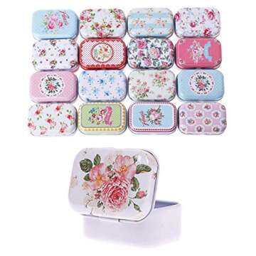 Ximimark 4Pcs Mini Flower Tin Trinket Jewelry Coin Box Tinplate Storage Case Small Rectangular