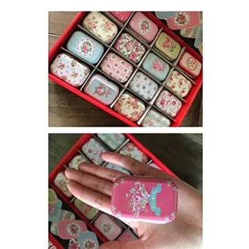Ximimark 4Pcs Mini Flower Tin Trinket Jewelry Coin Box Tinplate Storage Case Small Rectangular