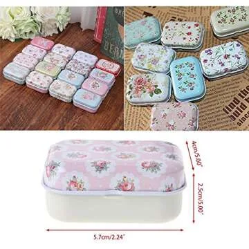Ximimark 4Pcs Mini Flower Tin Trinket Jewelry Coin Box Tinplate Storage Case Small Rectangular