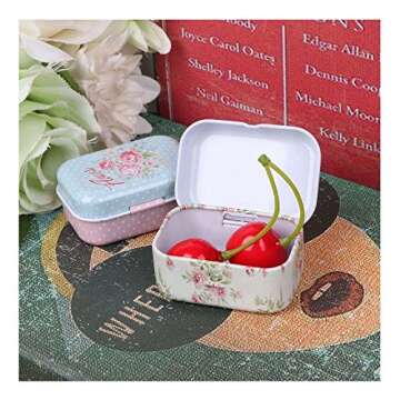 Ximimark 4Pcs Mini Flower Tin Trinket Jewelry Coin Box Tinplate Storage Case Small Rectangular
