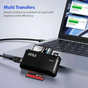 Acuvar Super High Speed All-in-1 USB Memory Card Reader/Writer for All Cards SD/SDHC, Micro SD, CF, XD, MS/Pro & Duo Cards Plug N Play, Apple and Windows Compatible, Powered by USB