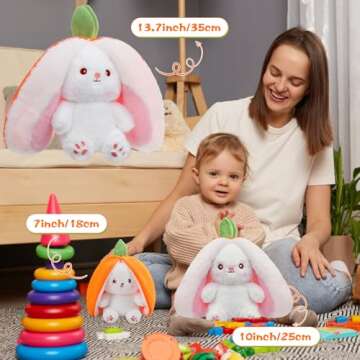 MIAODAM Reversible Carrot Bunny Plush Toy for All Ages