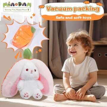 MIAODAM Reversible Carrot Bunny Plush Toy for All Ages
