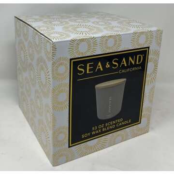Sea & Sand 53 OZ Scented Soy Wax Blend 4-Cotton Wick Candle Made with Essential Oils