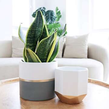 Flower Pots Outdoor Indoor Garden Planters,Plant Containers with Drain Hole US07-PL-A0022