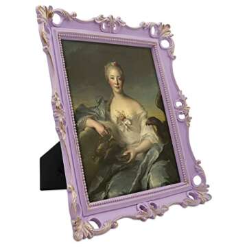 SIMON'S SHOP 8x10 Picture Frame Antique Frame 8x10 Vintage Photo Frames 10 x 8 in Lilac with Gold Trim, Wall and Tabletop Picture Frames