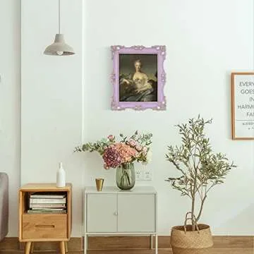 SIMON'S SHOP 8x10 Picture Frame Antique Frame 8x10 Vintage Photo Frames 10 x 8 in Lilac with Gold Trim, Wall and Tabletop Picture Frames