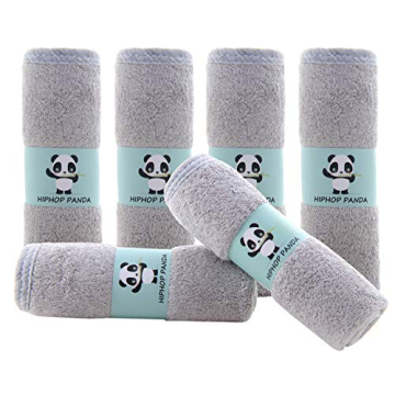 HIPHOP PANDA Baby Washcloths, Rayon Made from Bamboo - 2 Layer Ultra Soft Absorbent Newborn Bath Fac...