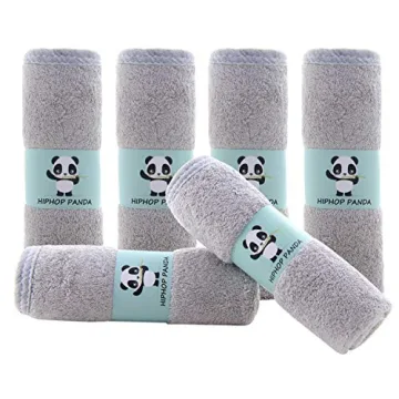 HIPHOP PANDA Baby Washcloths, Rayon Made from Bamboo - 2 Layer Ultra Soft Absorbent Newborn Bath Fac...
