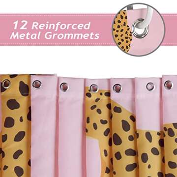 Bonhause Pink Leopard Shower Curtain, Trendy Cheetah Tropical Animal Bathroom Curtain 72x72 Inch Polyester Fabric Waterproof Bath Curtain with 12 Hooks