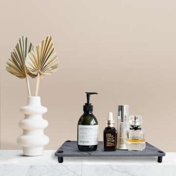 MSJGA Kitchen Sink Organizer, Instant Drying Diatomaceous Earth Soap Tray, Bathroom Counter Tray, Fast Drying Stone Sink Caddy, Suitable for Soap Sponge Holder Toothbrush Cup