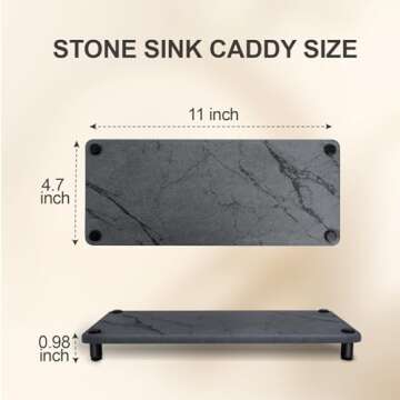 MSJGA Kitchen Sink Organizer, Instant Drying Diatomaceous Earth Soap Tray, Bathroom Counter Tray, Fast Drying Stone Sink Caddy, Suitable for Soap Sponge Holder Toothbrush Cup