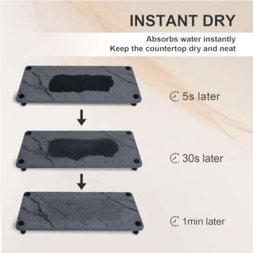 MSJGA Kitchen Sink Organizer, Instant Drying Diatomaceous Earth Soap Tray, Bathroom Counter Tray, Fast Drying Stone Sink Caddy, Suitable for Soap Sponge Holder Toothbrush Cup