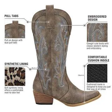 HISEA Rollda Cowboy Boots for Women Stylish & Comfortable
