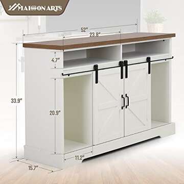 MAISON ARTS Buffet Cabinet Sideboard Farmhouse Coffee Bar with Sliding Doors 52" Kitchen Storage Cup...