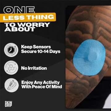 Skin Grip Adhesive Patches for Dexcom G7 & Stelo CGM – Waterproof & Sweatproof Cover for Continuous Glucose Monitor Sensor, Stays Secure for 10-15 Days – 20 Pack, Rainbow Pack