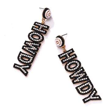 Western Earrings for Women Country Dangle Earrings Sparkle Rhinestone Beaded Howdy Letter Earrings Southern Western Nashville Rodeo Jewelry Accessories