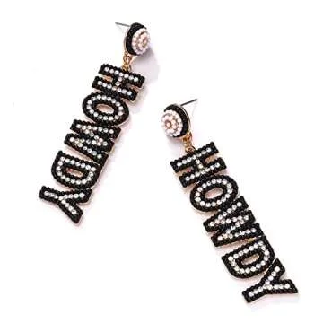 Western Earrings for Women Country Dangle Earrings Sparkle Rhinestone Beaded Howdy Letter Earrings Southern Western Nashville Rodeo Jewelry Accessories