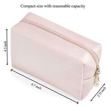 Sohynca PU Leather Cosmetic Bag for Women Minimalism Makeup Bag for Daily Use Portable Storage Purse...