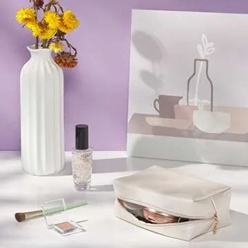 Sohynca PU Leather Cosmetic Bag for Women Minimalism Makeup Bag for Daily Use Portable Storage Purse Small Neat Cosmetic Pouch Water-resistant Toiletry Bag for Travel (Light Pink)