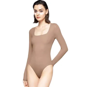 PUMIEY Long Sleeve Bodysuit for Women - Stylish & Comfortable - X-Small