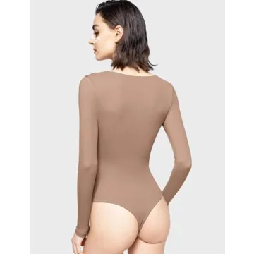 PUMIEY Long Sleeve Bodysuit for Women - Stylish & Comfortable - X-Small