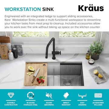 Durable KRAUS Kore 33-Inch Workstation Kitchen Sink